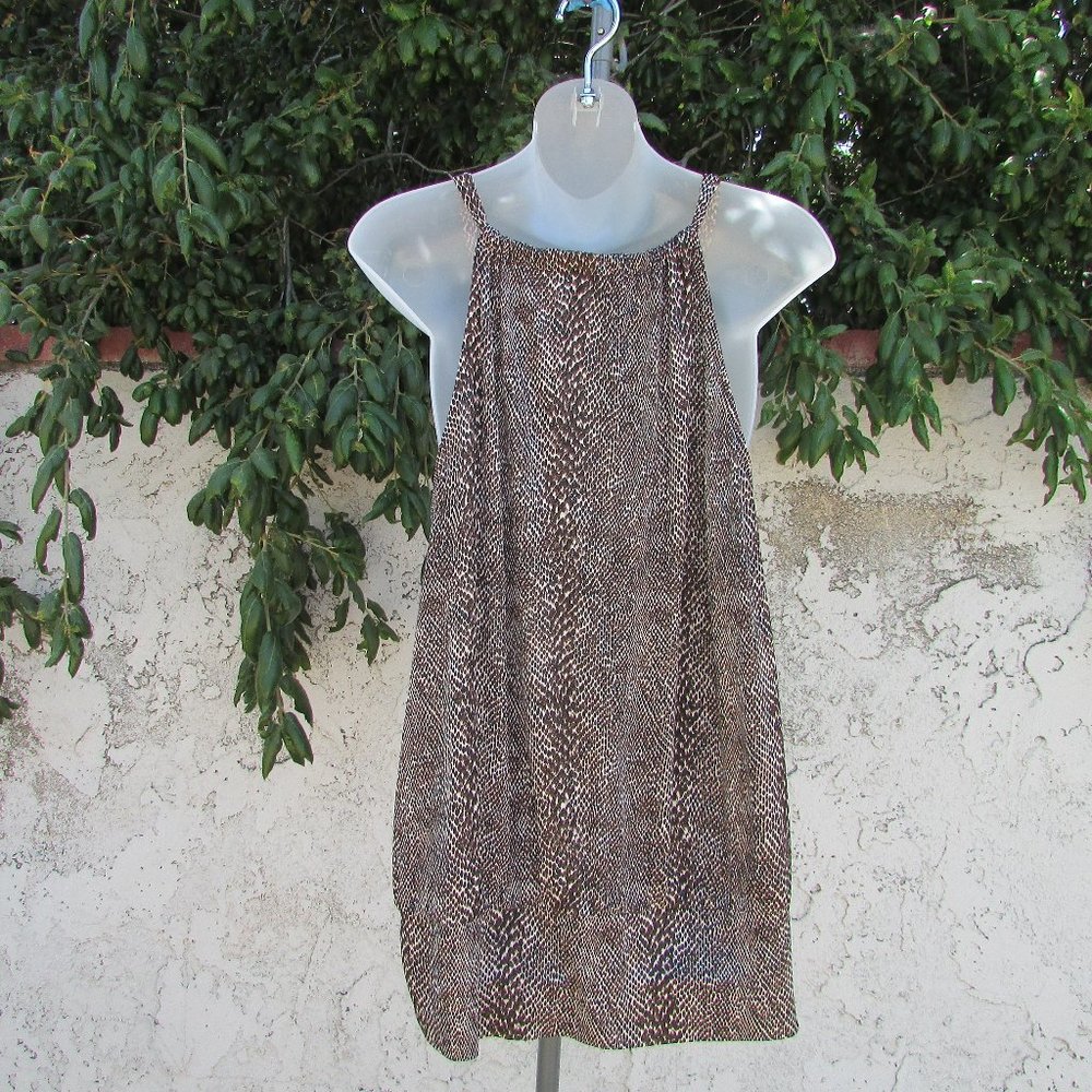 Inc Brown Snake Pattern Stretch Poly Blouse L - image 7